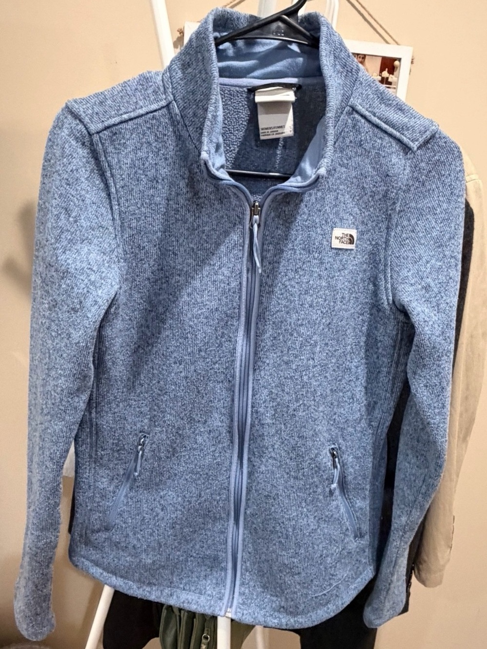 The North Face Women Light Heather Blue Full-Zip Fleece Jacket